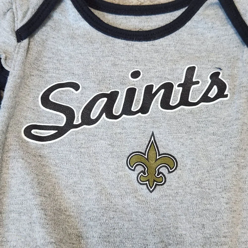 NFL New Orleans Saints baby girl short sleeve bodysuits size 3-6 months